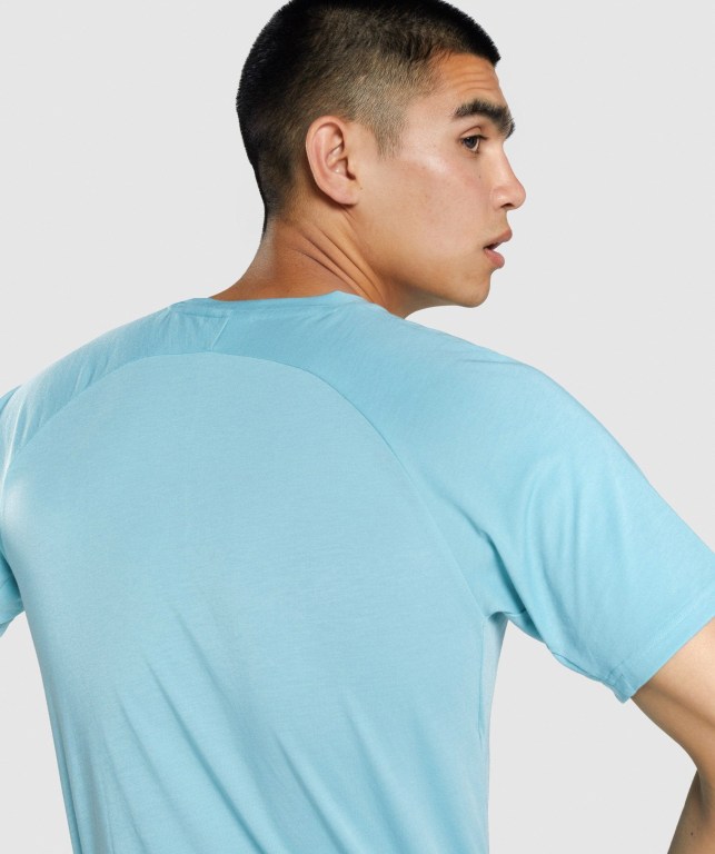 Gymshark Studio Men's T Shirts Turquoise | UAE-95RFZM