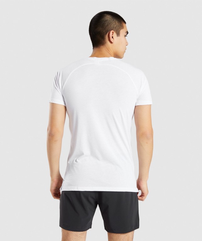 Gymshark Studio Men's T Shirts White | UAE-80MJQE