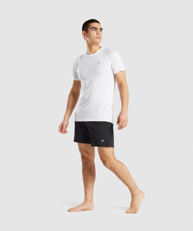 Gymshark Studio Men's T Shirts White | UAE-80MJQE