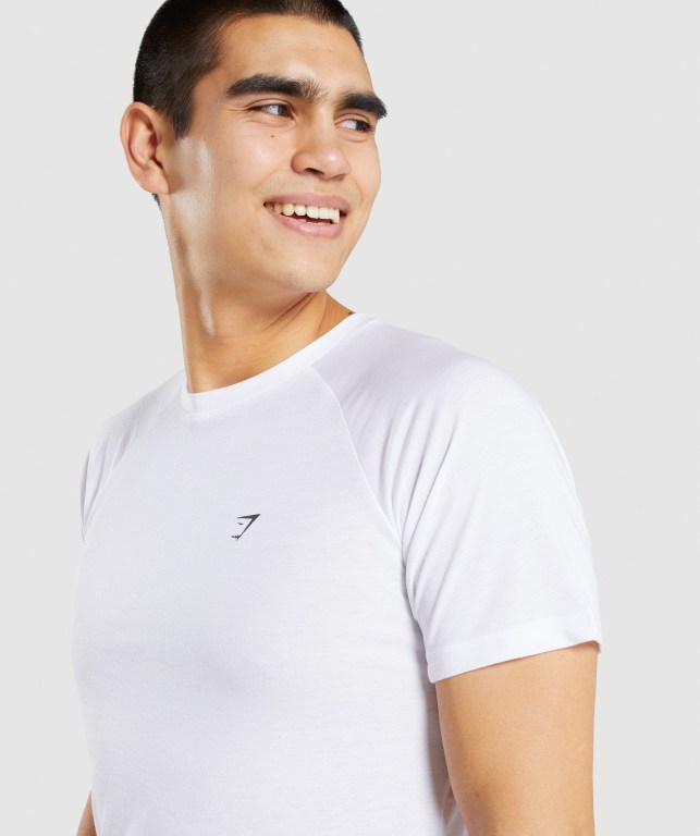 Gymshark Studio Men's T Shirts White | UAE-80MJQE