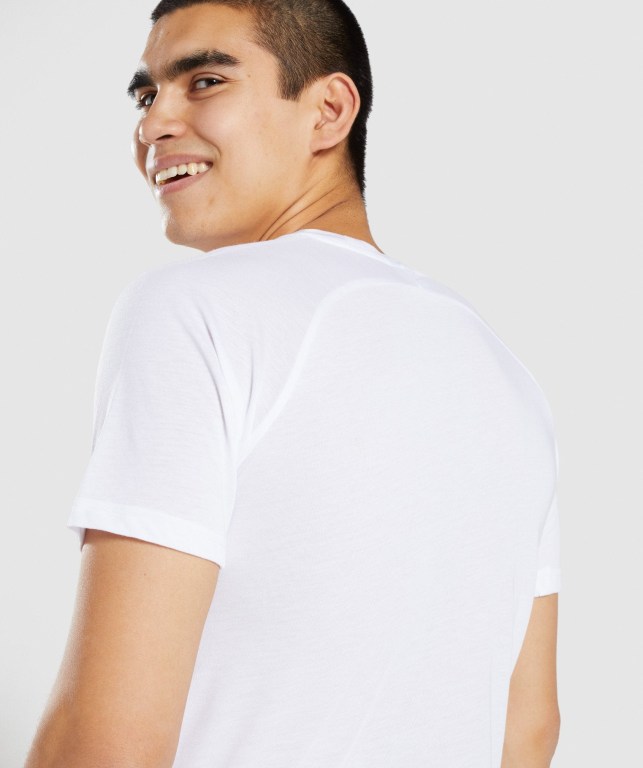 Gymshark Studio Men's T Shirts White | UAE-80MJQE