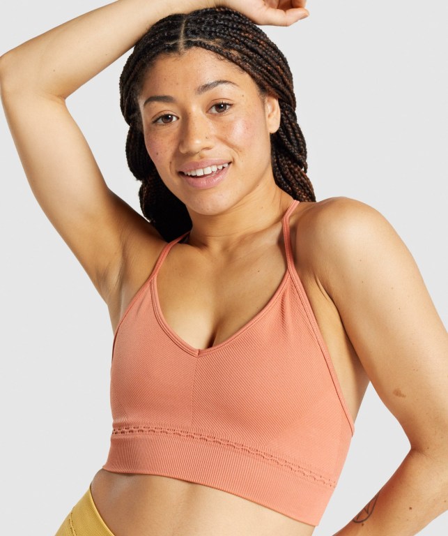 Gymshark Studio Seamless Women's Sports Bra Orange | UAE-18DPEK