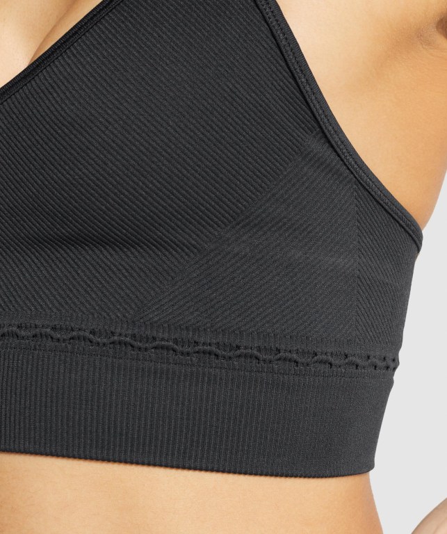 Gymshark Studio Seamless Women's Sports Bra Black | UAE-19PFBZ