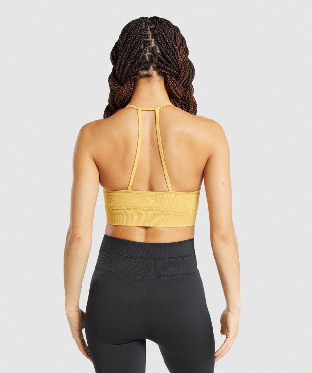 Gymshark Studio Seamless Women's Sports Bra Yellow | UAE-53KVYM