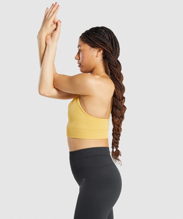 Gymshark Studio Seamless Women's Sports Bra Yellow | UAE-53KVYM