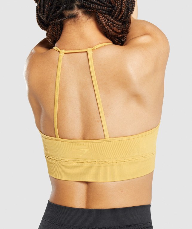 Gymshark Studio Seamless Women's Sports Bra Yellow | UAE-53KVYM