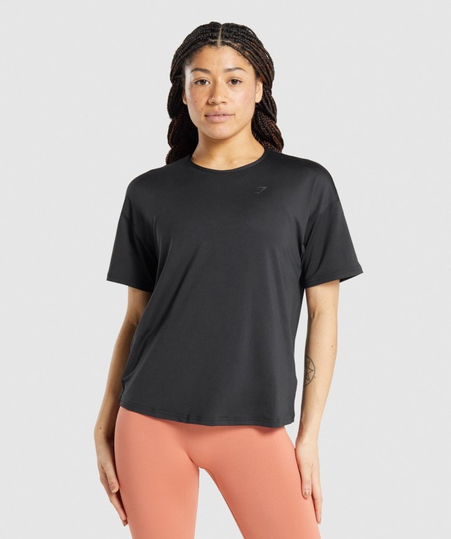 Gymshark Studio Women's T Shirts Black | UAE-39LBAX