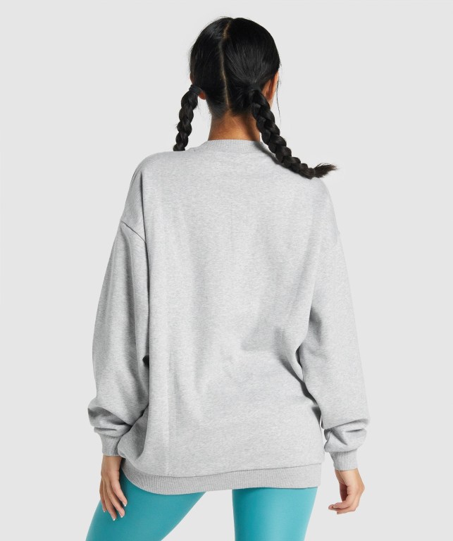 Gymshark Sundae Graphic Oversized Sweatshirt Women's Hoodies Light Grey | UAE-05CUDN