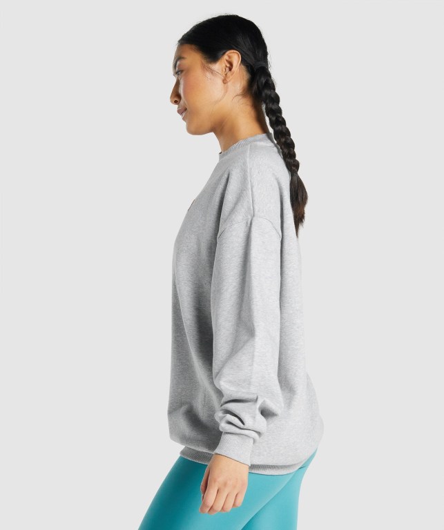 Gymshark Sundae Graphic Oversized Sweatshirt Women's Hoodies Light Grey | UAE-05CUDN