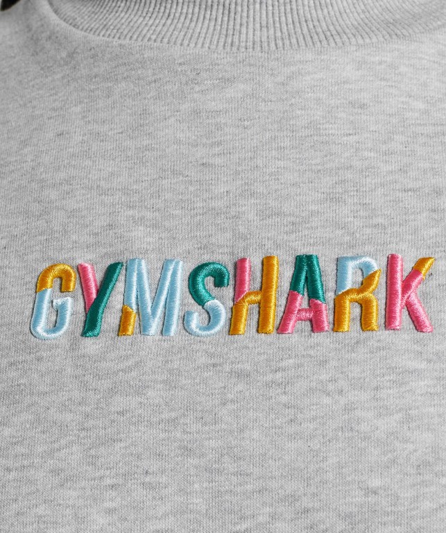 Gymshark Sundae Graphic Oversized Sweatshirt Women's Hoodies Light Grey | UAE-05CUDN