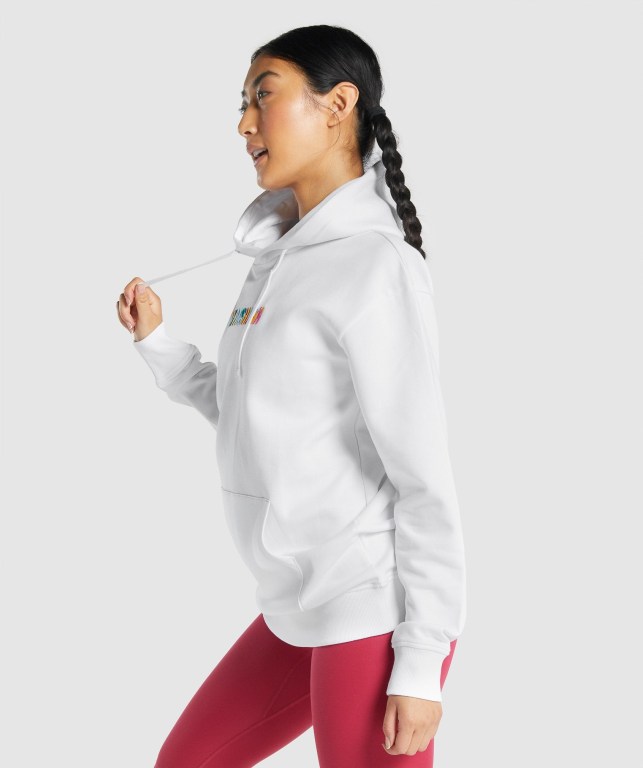 Gymshark Sundae Graphic Oversized Women's Hoodies White | UAE-28QTCA