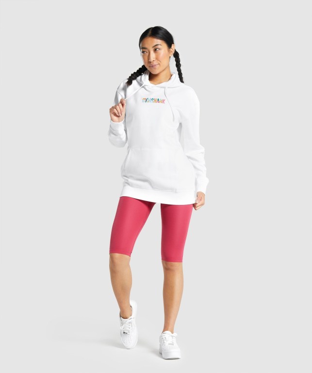 Gymshark Sundae Graphic Oversized Women's Hoodies White | UAE-28QTCA