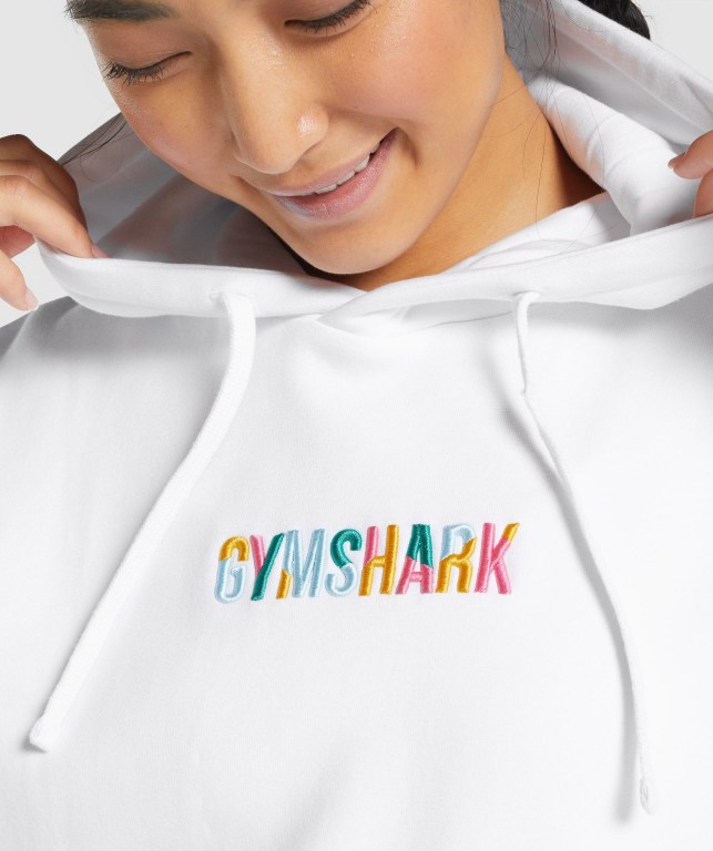 Gymshark Sundae Graphic Oversized Women's Hoodies White | UAE-28QTCA