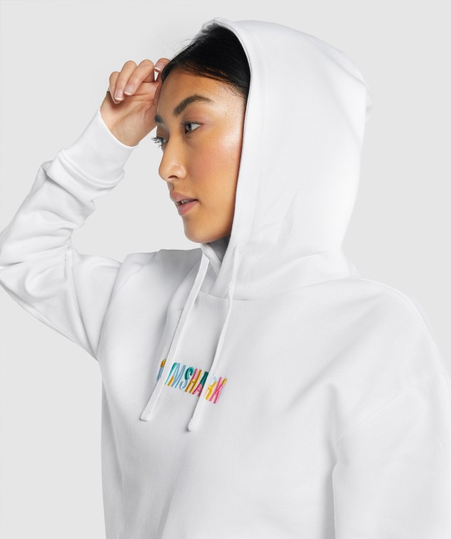 Gymshark Sundae Graphic Oversized Women's Hoodies White | UAE-28QTCA