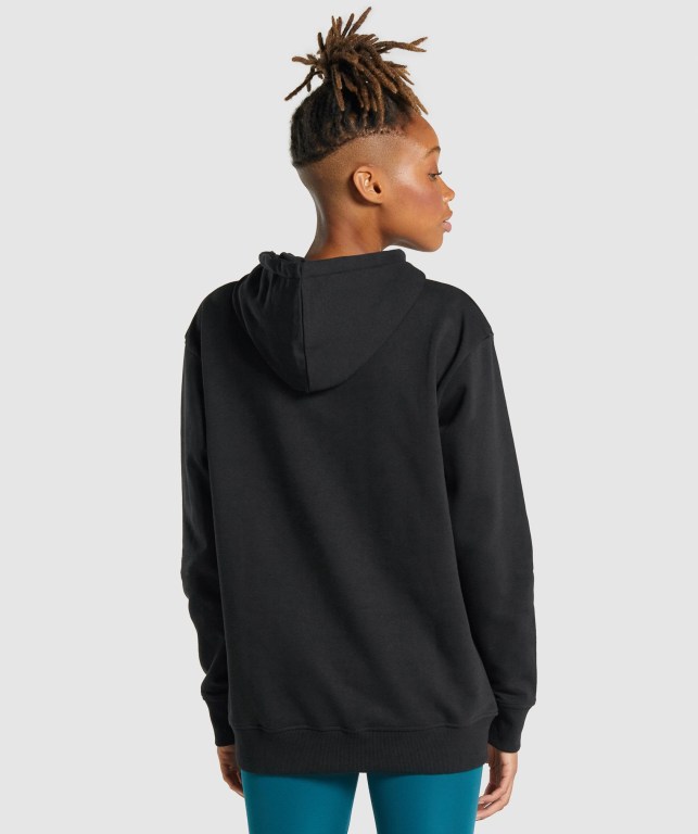 Gymshark Sundae Graphic Oversized Women's Hoodies Black | UAE-74OIES