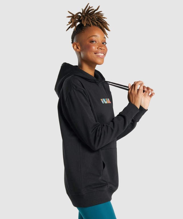 Gymshark Sundae Graphic Oversized Women's Hoodies Black | UAE-74OIES