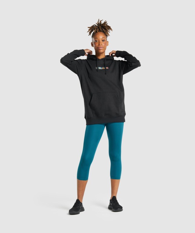 Gymshark Sundae Graphic Oversized Women's Hoodies Black | UAE-74OIES