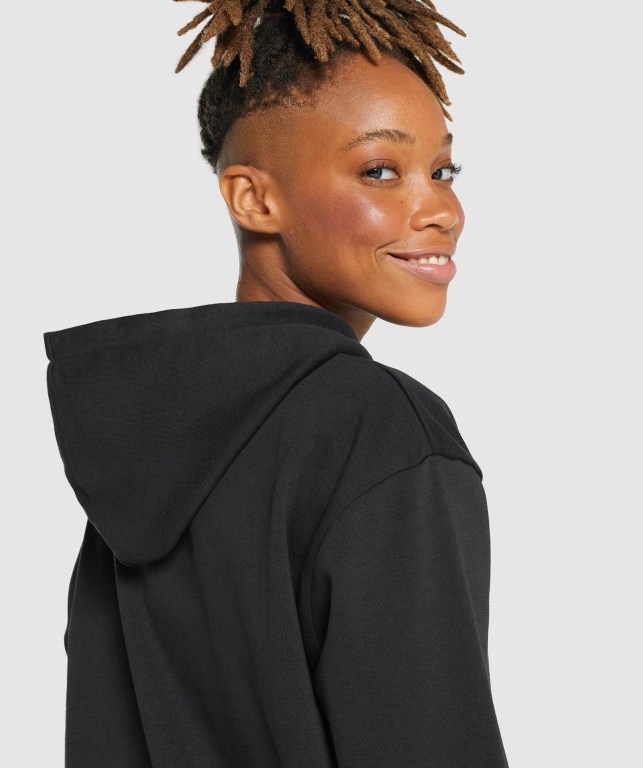 Gymshark Sundae Graphic Oversized Women's Hoodies Black | UAE-74OIES