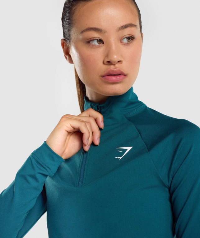 Gymshark Training 1/4 Zip Women's Hoodies Turquoise | UAE-17DIHY