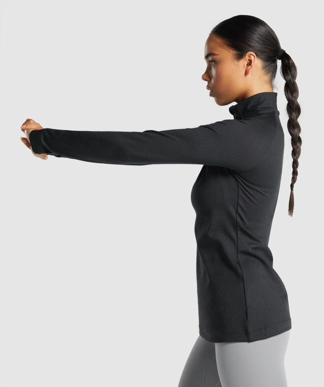 Gymshark Training 1/4 Zip Women's Hoodies Black | UAE-17INGS