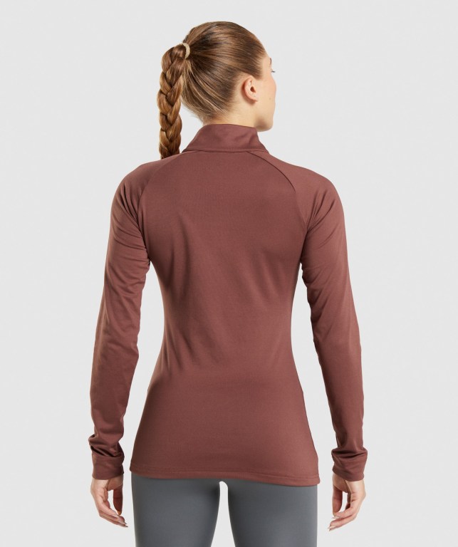 Gymshark Training 1/4 Zip Women's Hoodies Pink Brown | UAE-24VSGM