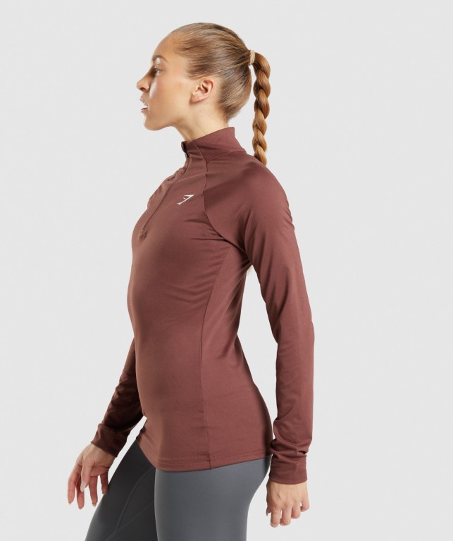 Gymshark Training 1/4 Zip Women's Hoodies Pink Brown | UAE-24VSGM