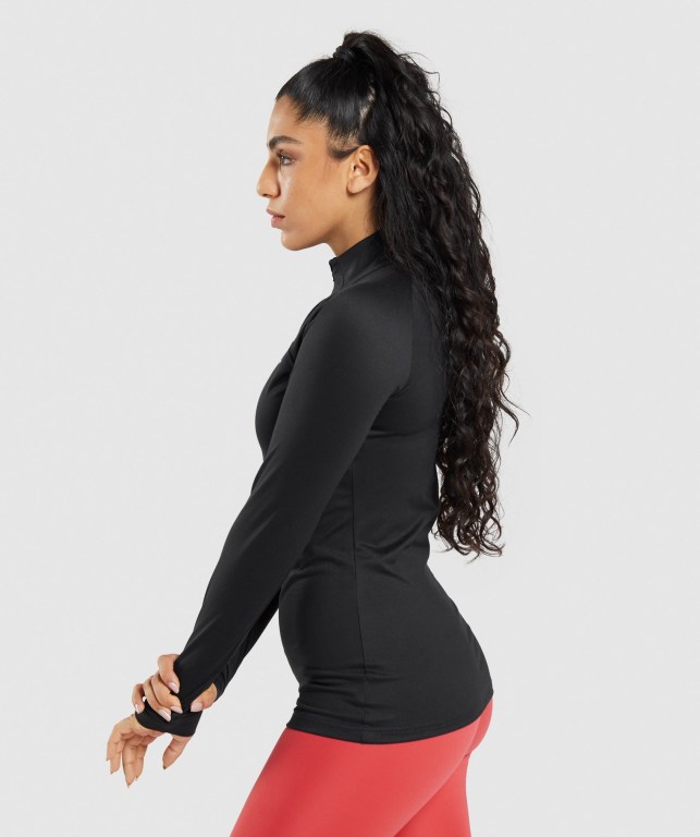 Gymshark Training 1/4 Zip Women's Hoodies Black | UAE-45TJES