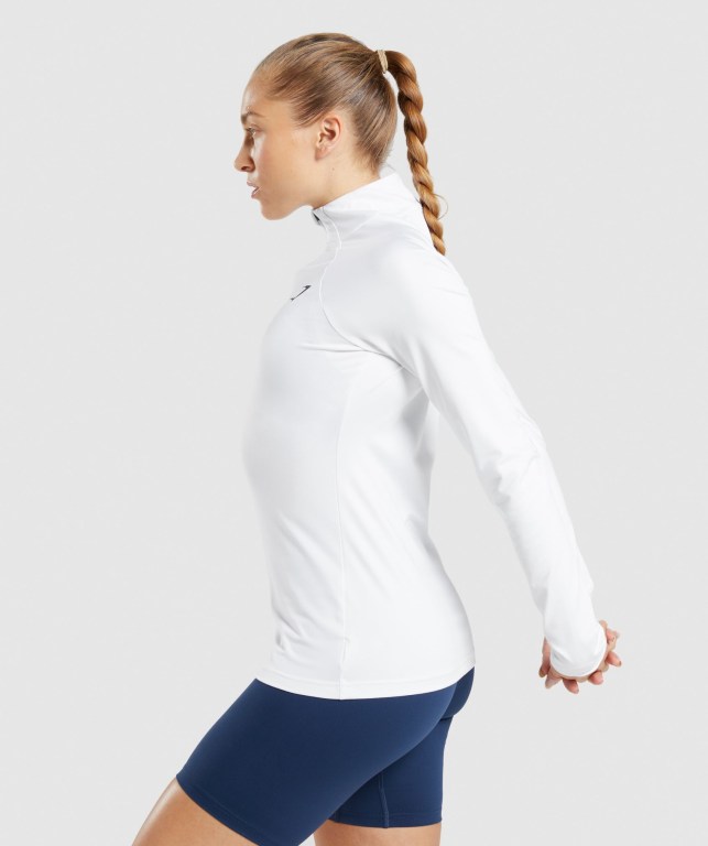 Gymshark Training 1/4 Zip Women's Hoodies White | UAE-60XFEW