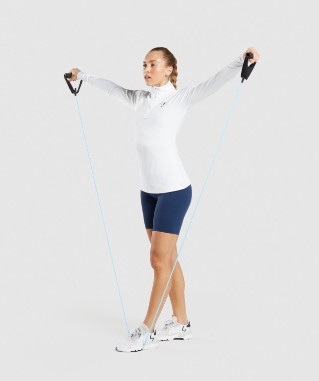 Gymshark Training 1/4 Zip Women's Hoodies White | UAE-60XFEW