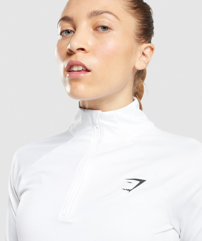 Gymshark Training 1/4 Zip Women's Hoodies White | UAE-60XFEW