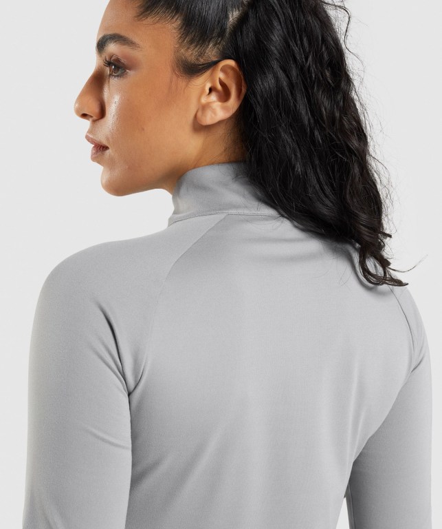 Gymshark Training 1/4 Zip Women's Hoodies Grey | UAE-74KFGQ