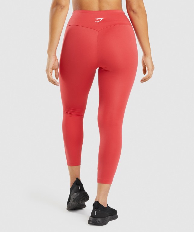 Gymshark Training 7/8 High Waisted Women's Leggings Red | UAE-09QPUB