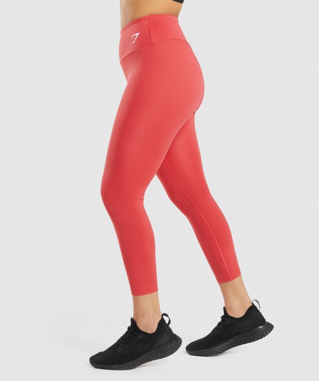 Gymshark Training 7/8 High Waisted Women's Leggings Red | UAE-09QPUB