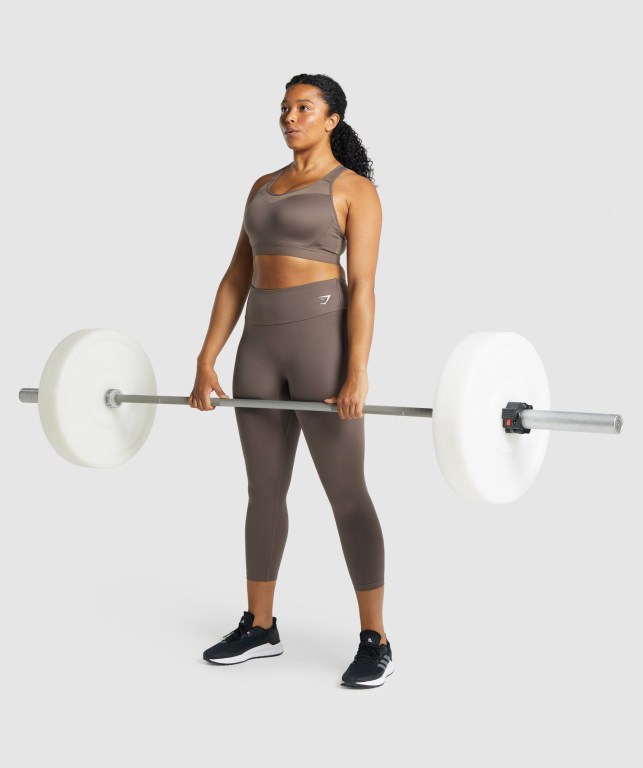 Gymshark Training 7/8 High Waisted Women's Leggings Brown | UAE-48LYDT