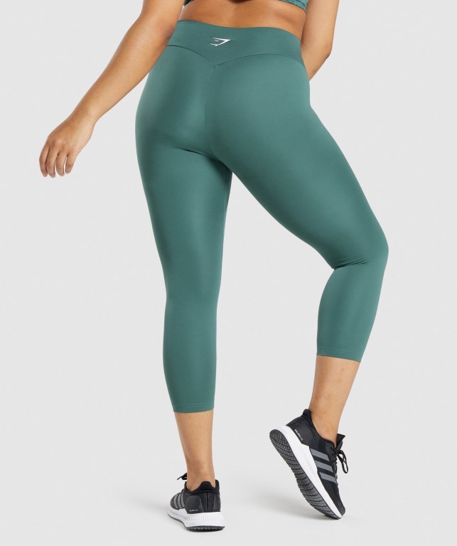 Gymshark Training 7/8 High Waisted Women's Leggings Dark Green | UAE-64EXIM