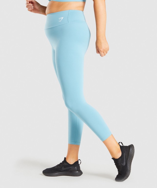 Gymshark Training 7/8 High Waisted Women's Leggings Light Blue | UAE-87WQHZ