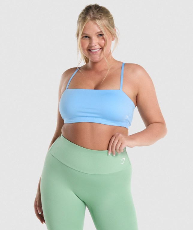 Gymshark Training Bandeau Women\'s Sports Bra Light Blue | UAE-82LCVA