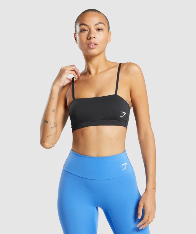 Gymshark Training Bandeau Women\'s Sports Bra Black | UAE-85NVZW