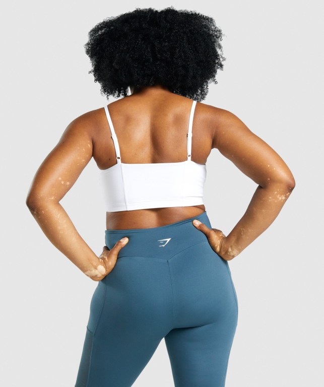 Gymshark Training Bandeau Women's Sports Bra White | UAE-96KQZC