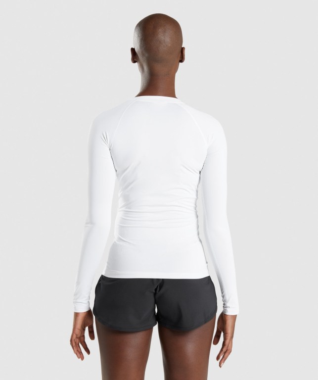 Gymshark Training Baselayer Top Women's T Shirts White | UAE-97JNEK