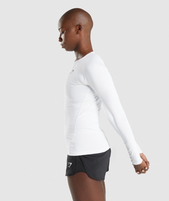 Gymshark Training Baselayer Top Women's T Shirts White | UAE-97JNEK