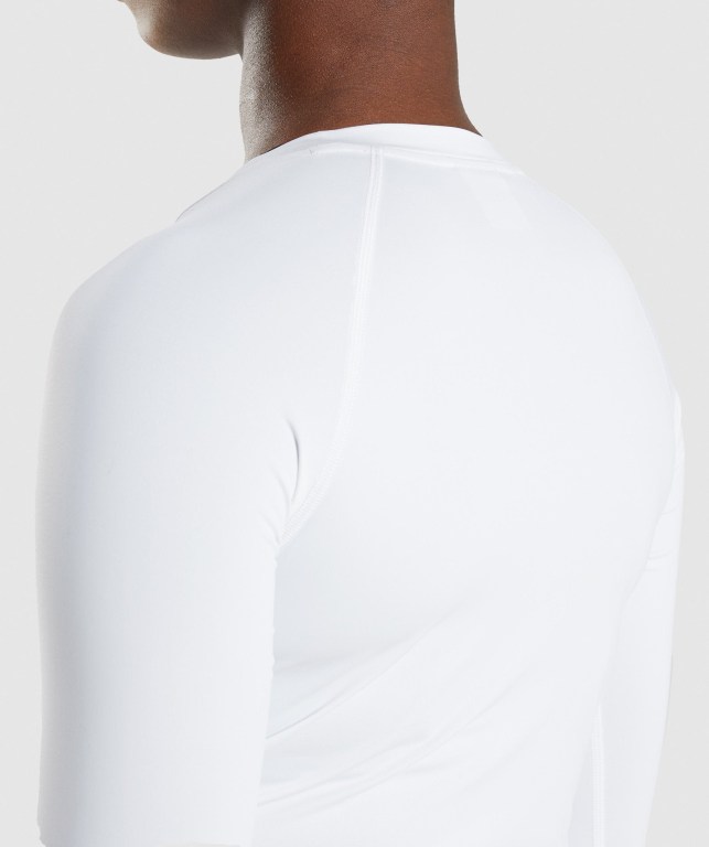 Gymshark Training Baselayer Top Women's T Shirts White | UAE-97JNEK