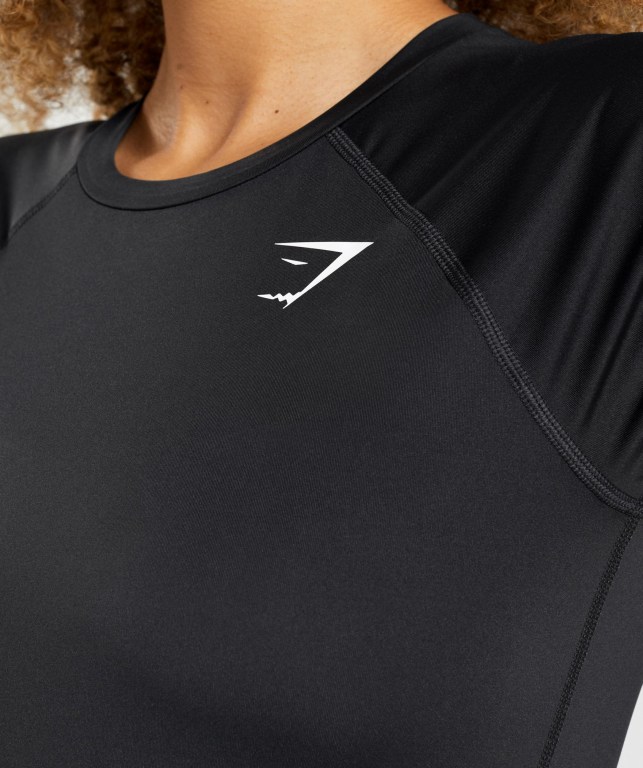 Gymshark Training Baselayer Women's T Shirts Black | UAE-13CJKF