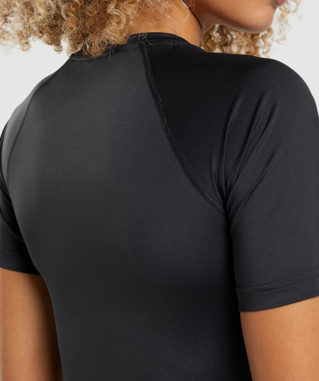 Gymshark Training Baselayer Women's T Shirts Black | UAE-13CJKF