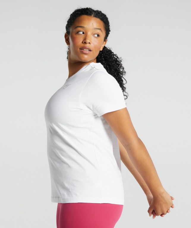 Gymshark Training Basic Women's T Shirts White | UAE-93PHFJ