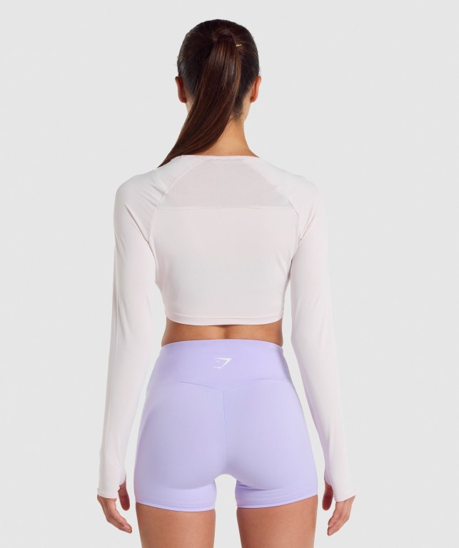 Gymshark Training Crop Top Women's Sweatshirts Cream | UAE-58EKFD