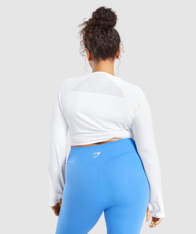 Gymshark Training Crop Top Women's Sweatshirts White | UAE-68SBUF