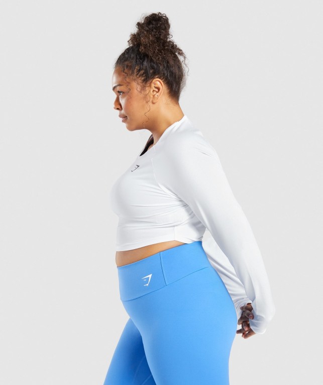 Gymshark Training Crop Top Women's Sweatshirts White | UAE-68SBUF