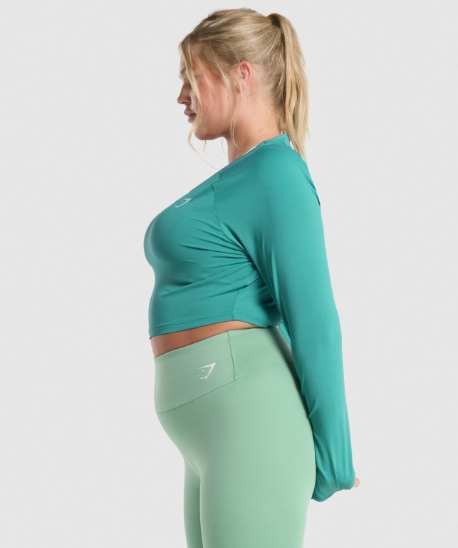 Gymshark Training Crop Top Women's T Shirts Turquoise | UAE-57GZIW