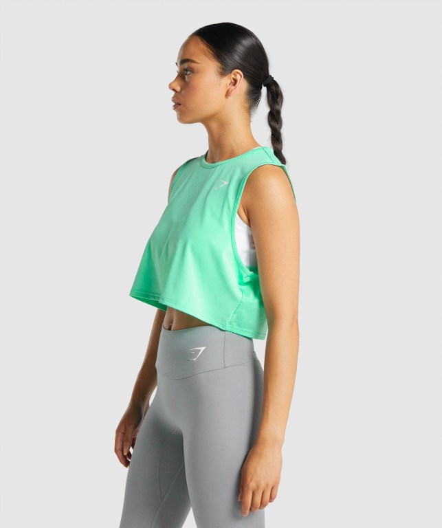 Gymshark Training Crop Women's Tank Tops Turquoise | UAE-17AQHX